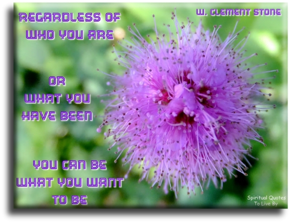 W. Clement Stone quote - Regardless of who you are, or what you have been, you can be what you want to be. - Spiritual Quotes To Live By
