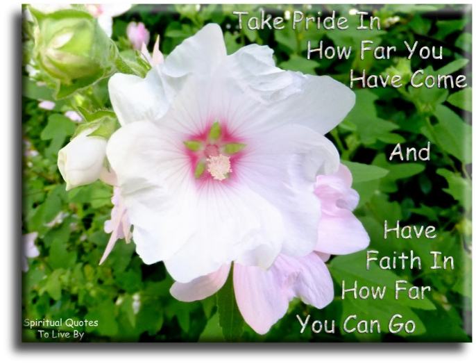 Take pride in how far you have come and have faith in how far you can go - Spiritual Quotes To Live By