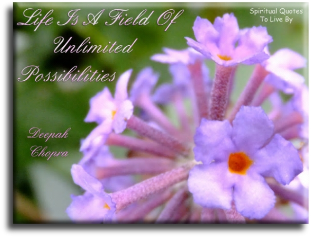 Deepak Chopra quote - Life is a field of unlimited possibilities. - Spiritual Quotes To Live By