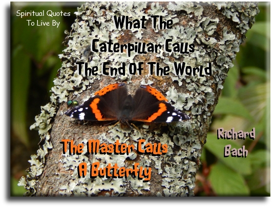 Richard Bach quote - What the caterpillar calls the end of the world, the master calls a butterfly - Spiritual Quotes To Live By