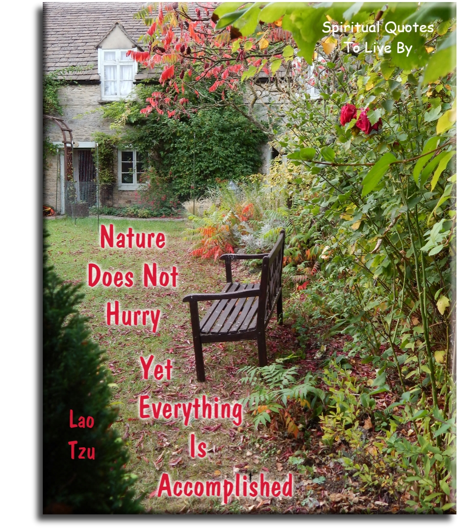 Lao Tzu quote - Nature does not hurry.. Yet everything is accomplished. - Spiritual Quotes To Live By