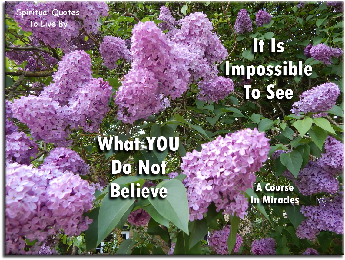 A Course In Miracles quote - It is impossible to see what you do not believe - Spiritual Quotes To Live By