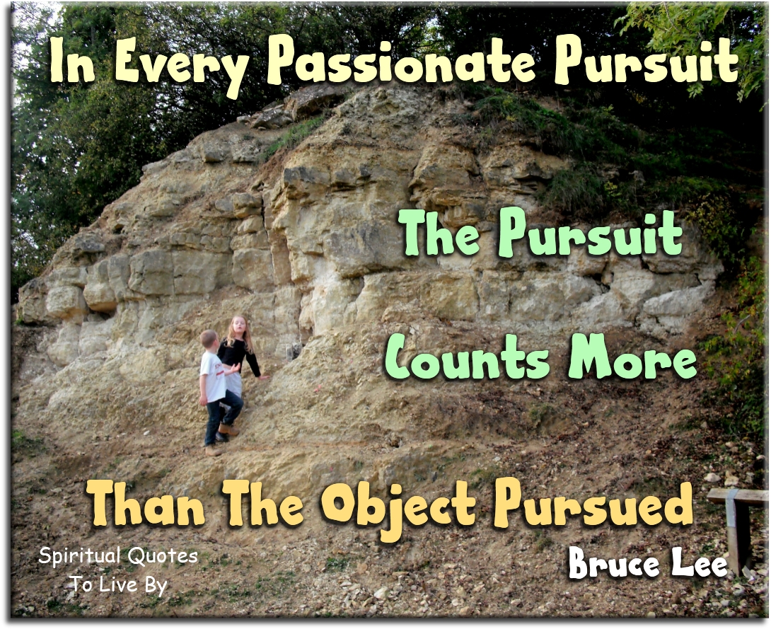 Bruce Lee quote - In every passionate pursuit, the pursuit counts more than the object pursued. - Spiritual Quotes To Live By