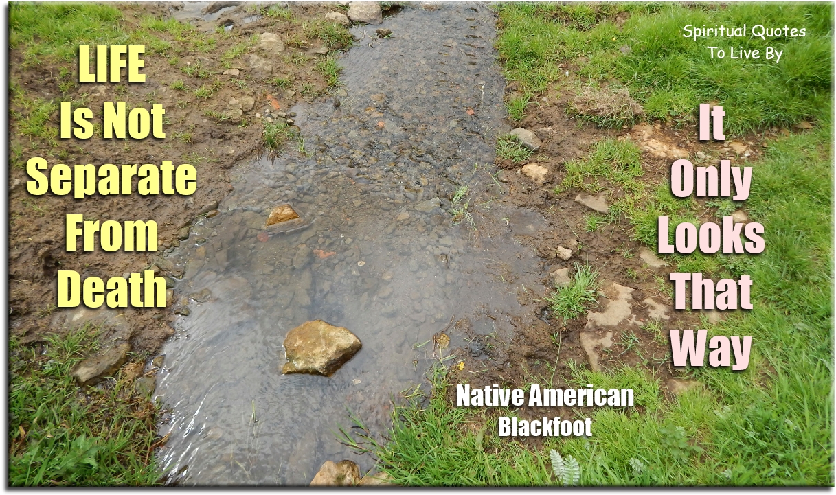 Native American - Blackfoot quote - Life is not separate from death. It only looks that way. - Spiritual Quotes To Live By