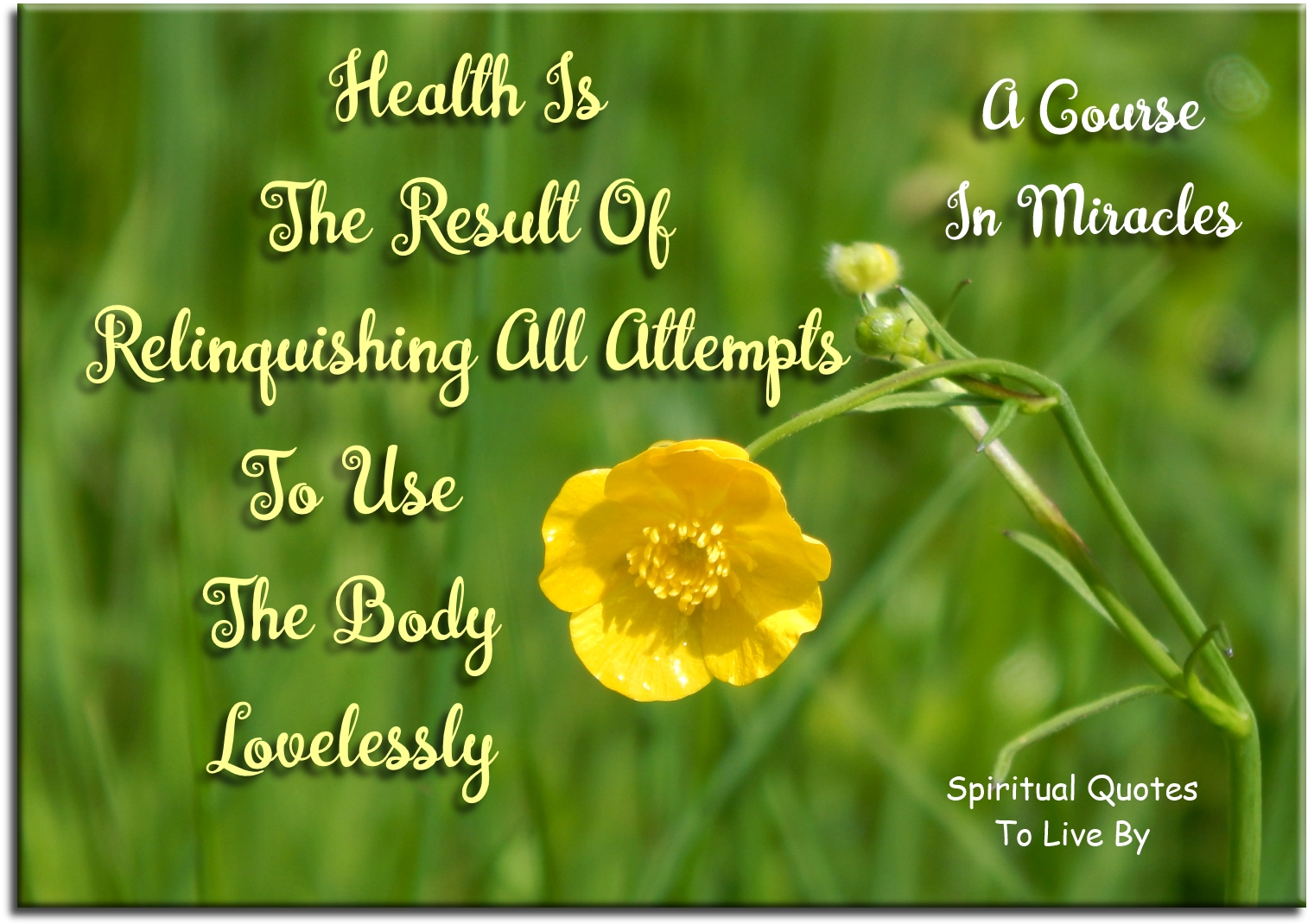 A Course In Miracles quote - Health is the result of relinquishing all attempts to use the body lovelessly. - Spiritual Quotes To Live By