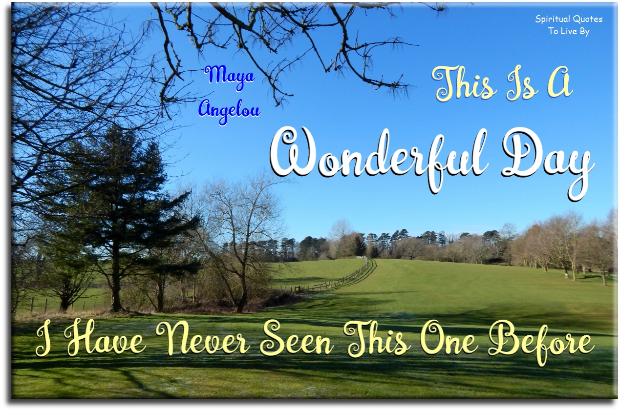 Maya Angelou quote - This is a wonderful day… I have never seen this one before. - Spiritual Quotes To Live By