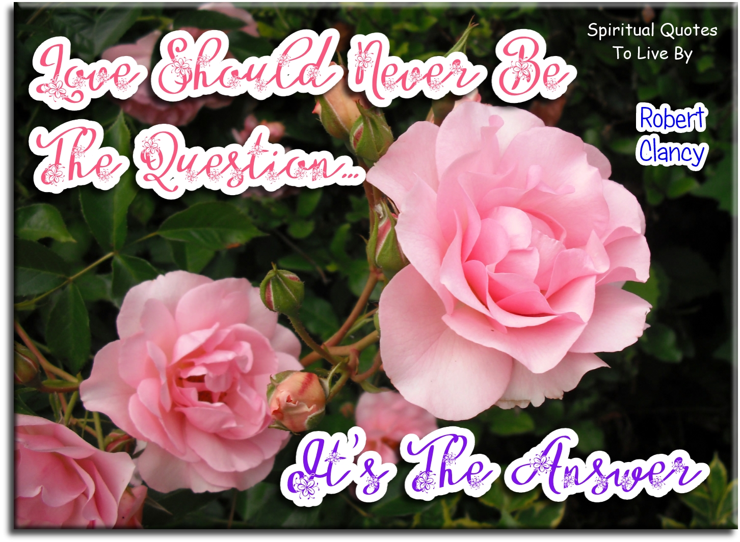 Robert Clancy quote - Love should never be the question, it's the answer - Spiritual Quotes To Live By