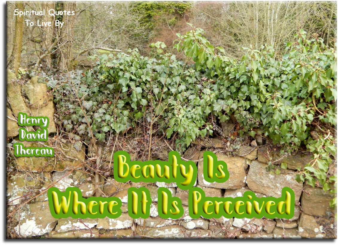 Henry David Thoreau quote - Beauty is where it is perceived. - Spiritual Quotes To Live By
