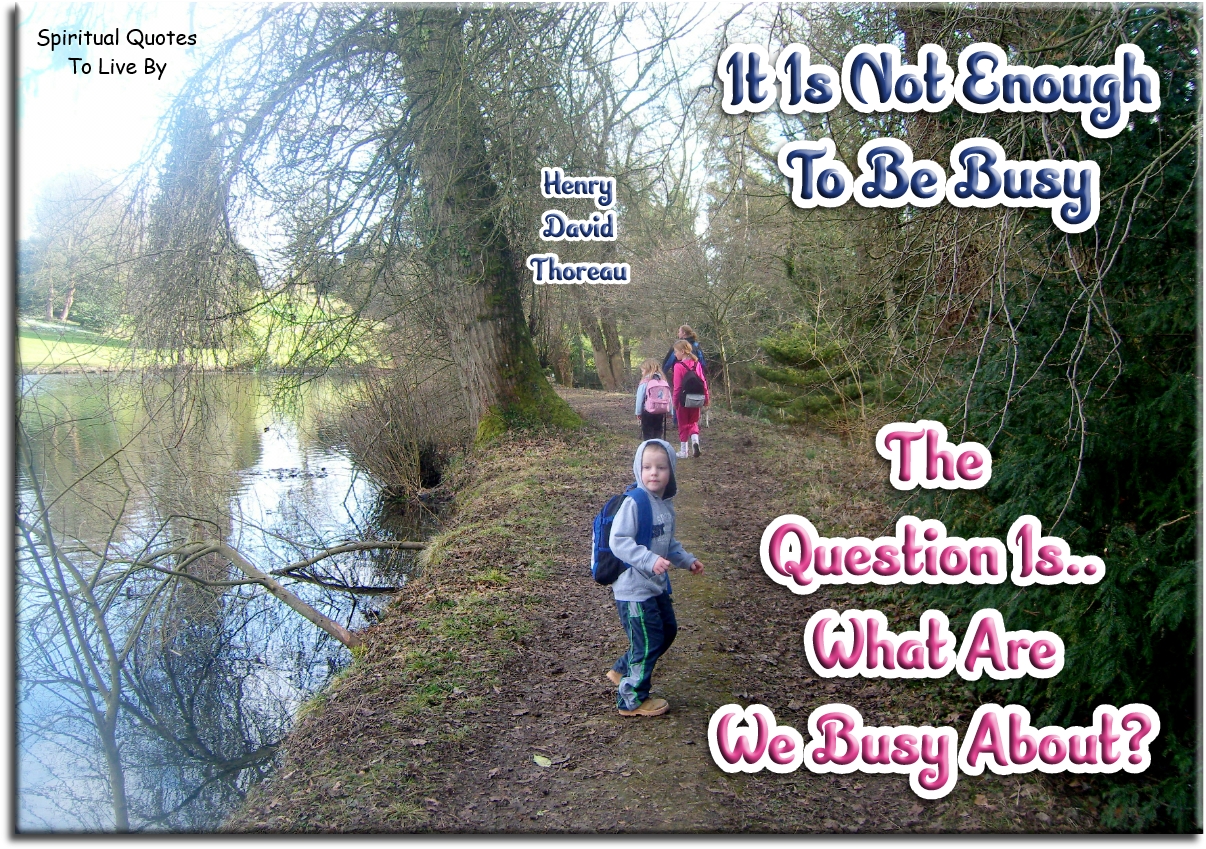 Henry David Thoreau quote - It is not enough to be busy. The question is.. What are we busy about? - Spiritual Quotes To Live By