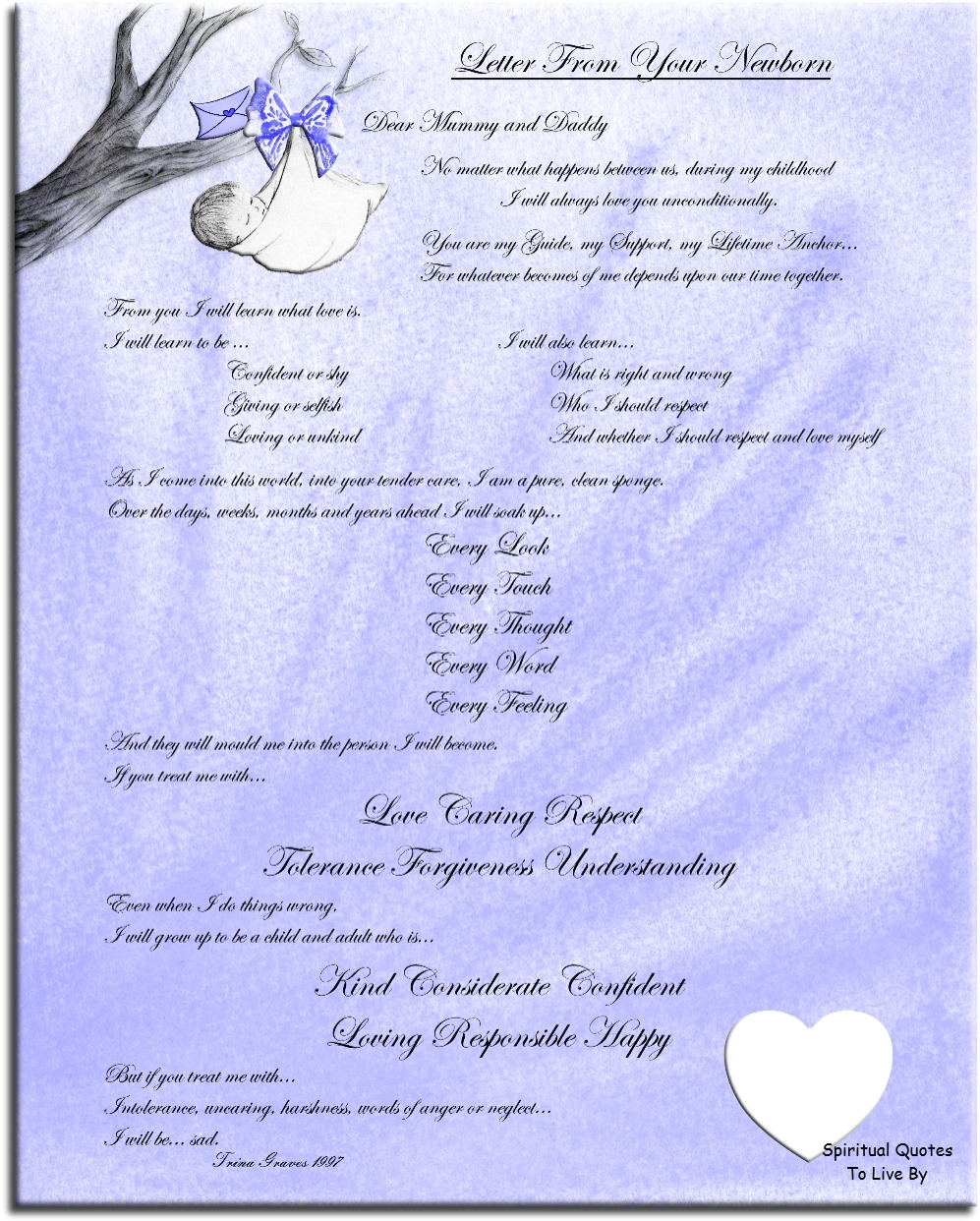 Letter From Your Newborn by Trina Graves - Spiritual Quotes To Live By