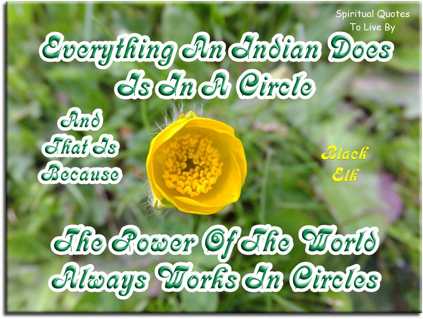 Black Elk quote - Everything an Indian does is in a circle, and that is because the power of the world always works in circles. - Spiritual Quotes To Live By