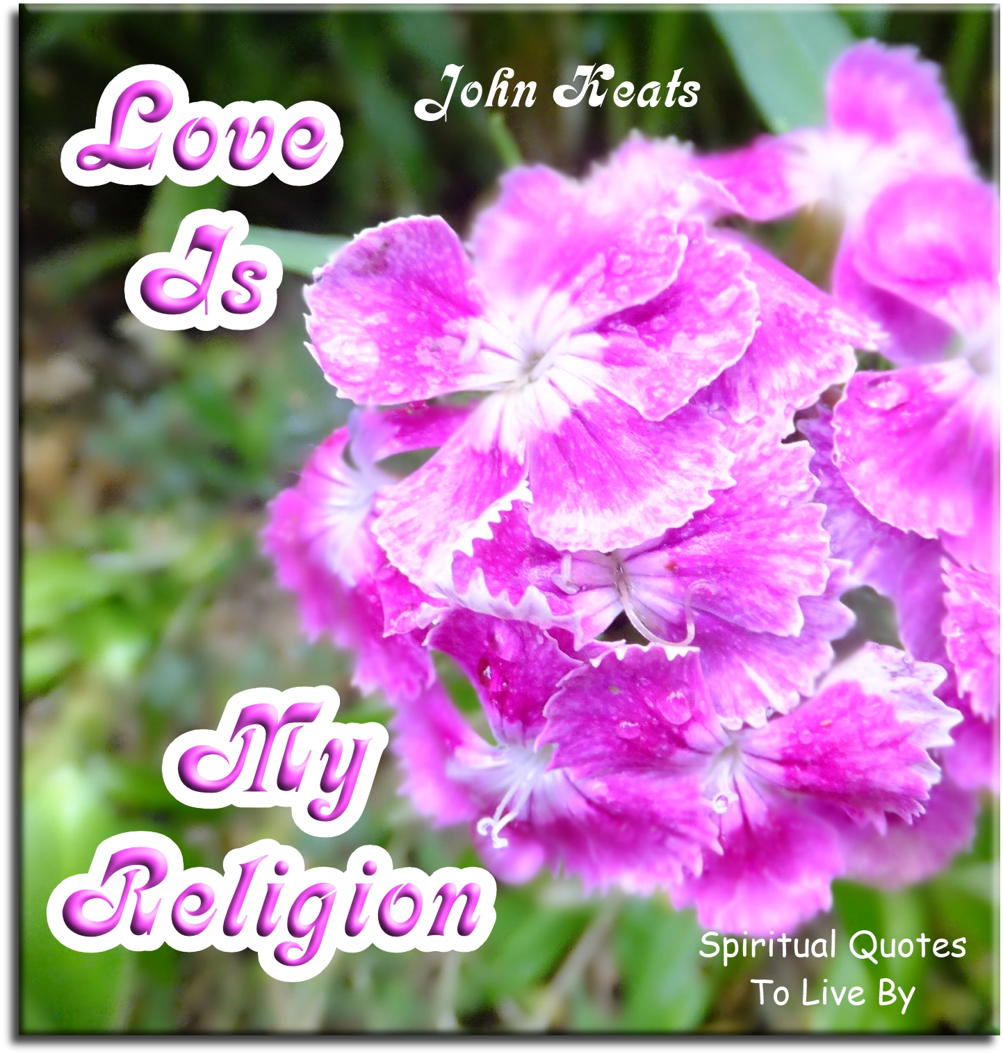 John Keats quote - Love is my religion - Spiritual Quotes To Live By