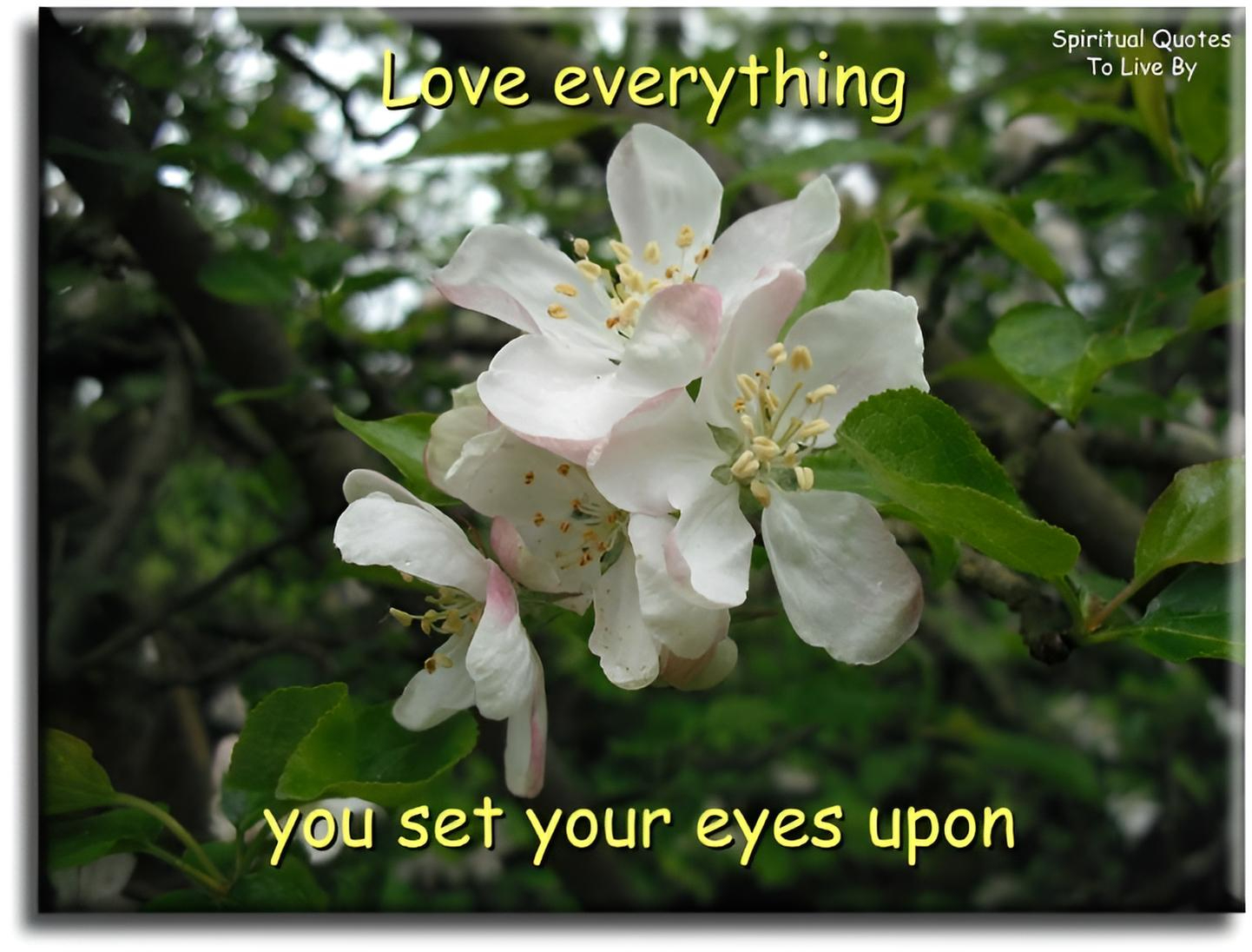 Love everything you set your eyes upon. - Spiritual Quotes To Live By