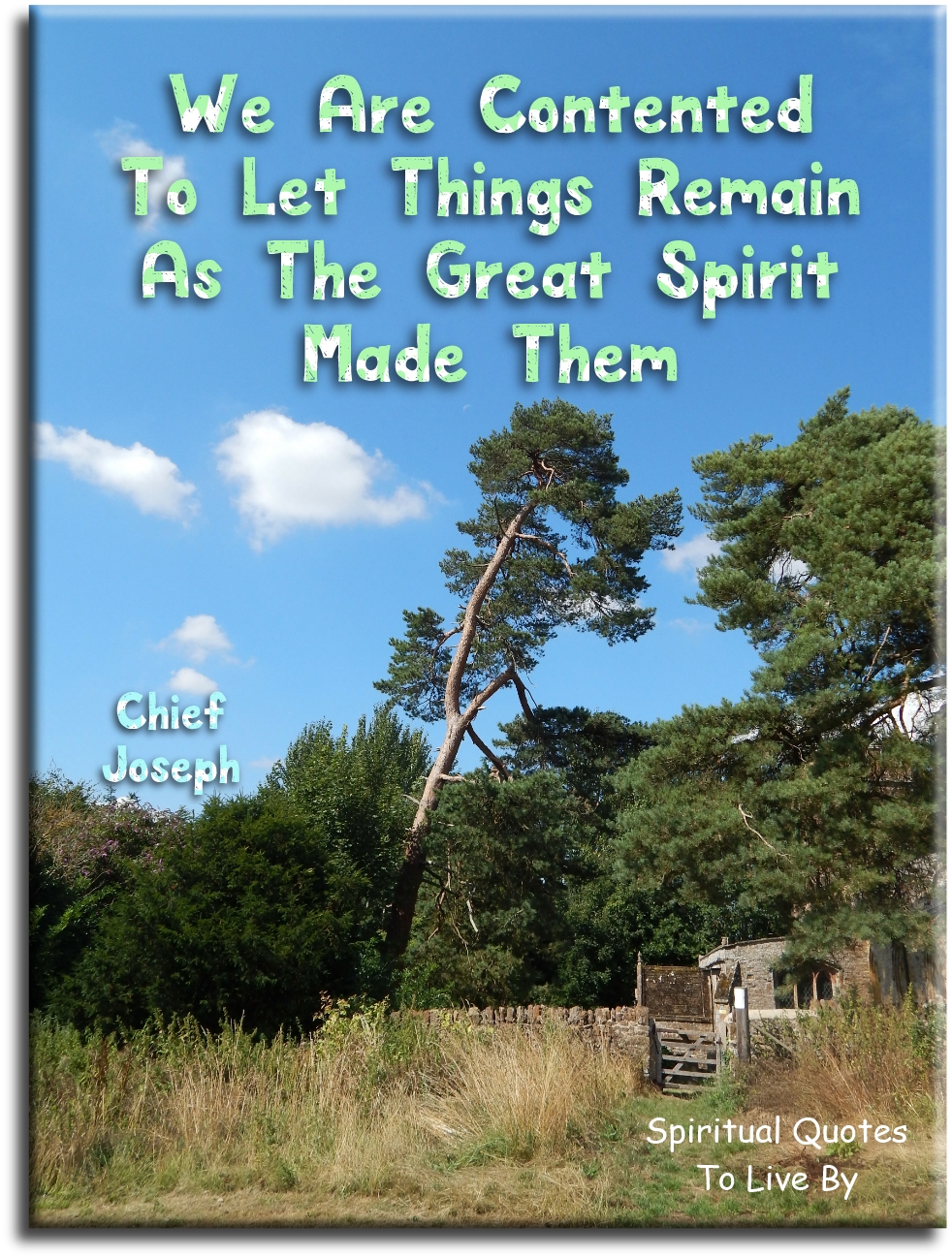 Chief Joseph quote - We are contented to let things remain as the Great Spirit made them - Spiritual Quotes To Live By