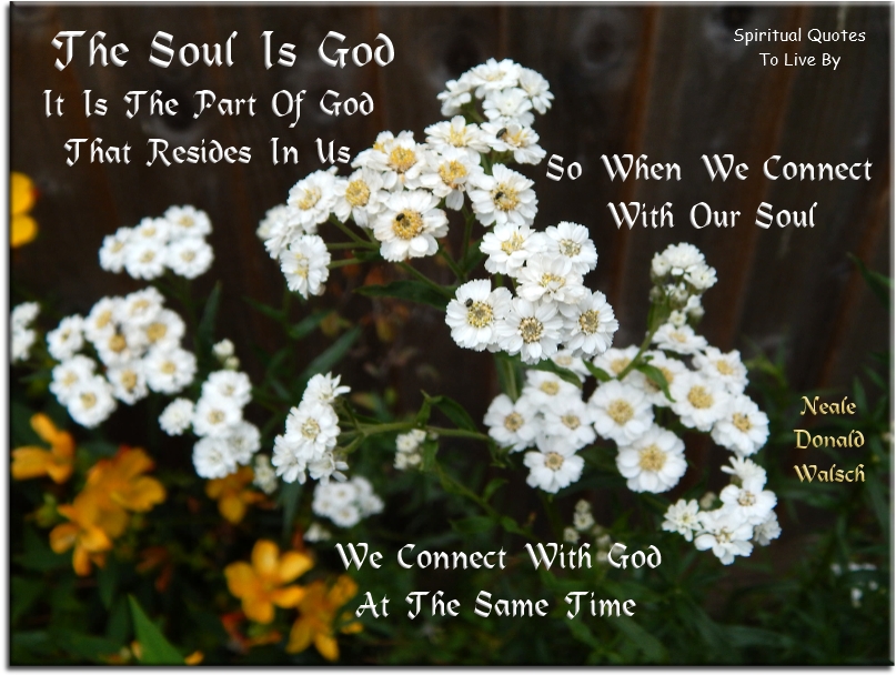 Neale Donald Walsch quote - The Soul is God. It is the part of God that resides in us. So when we connect with the Soul, we connect with God at the same time - Spiritual Quotes To Live By