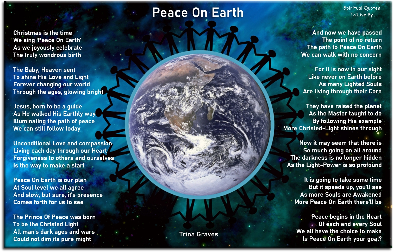 Peace On Earth - Inspirational Christmas poem by Trina Graves - Spiritual Quotes To Live By