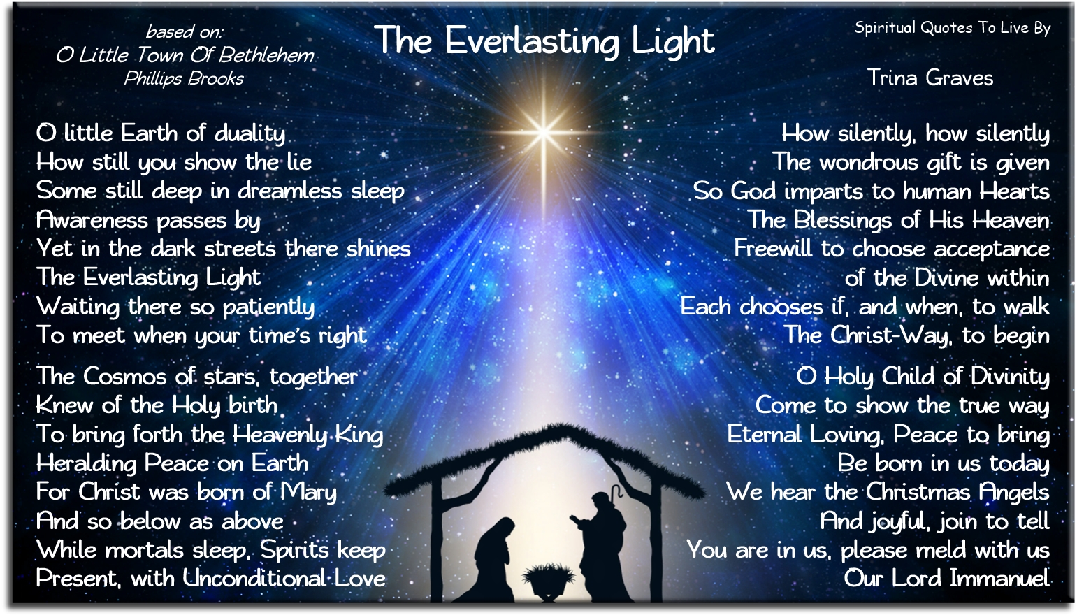 The Everlasting Light - Inspirational Christmas poem by Trina Graves - Spiritual Quotes To Live By