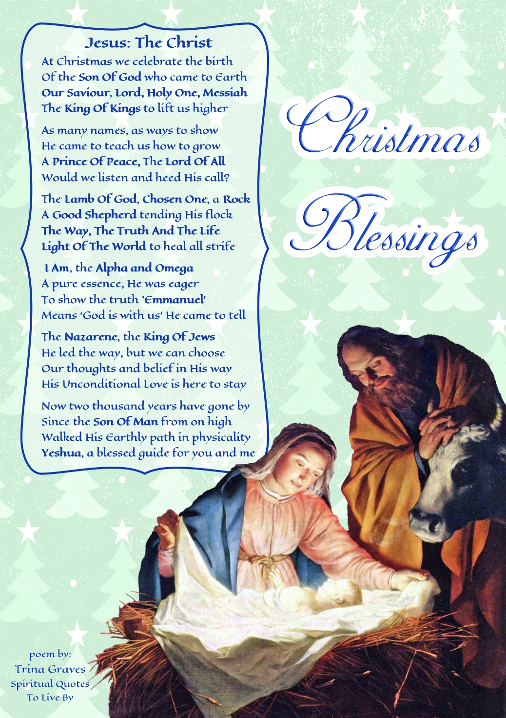 Jesus: The Christ - Inspirational Christmas poem by Trina Graves - Spiritual Quotes To Live By