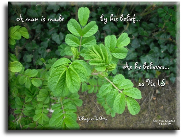 Bhagavad Gita quote - A man is made by his belief. As he believes, so he is. - Spiritual Quotes To Live By