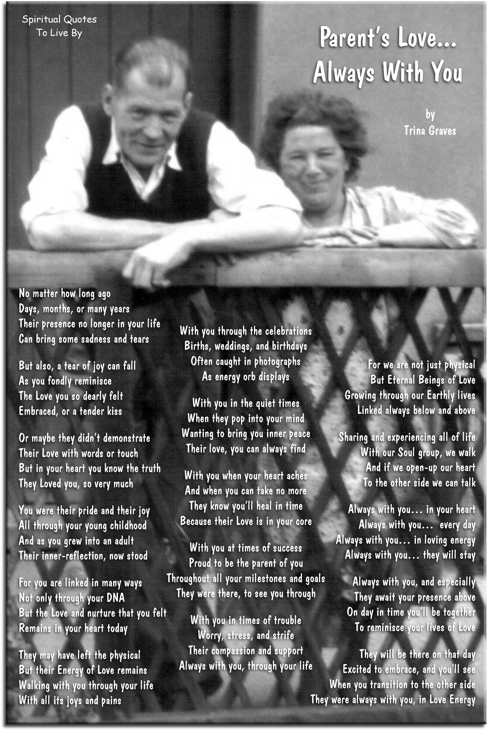 Parents Love: Always With You - poem by Trina Graves of Spiritual Quotes To Live By