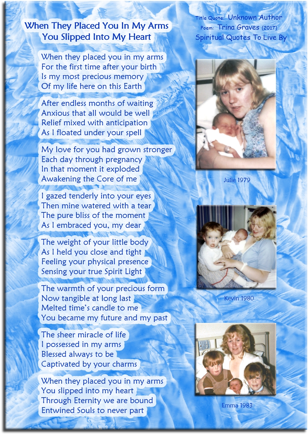 When They Placed You In My Arms - poem by Trina Graves of Spiritual Quotes To Live By