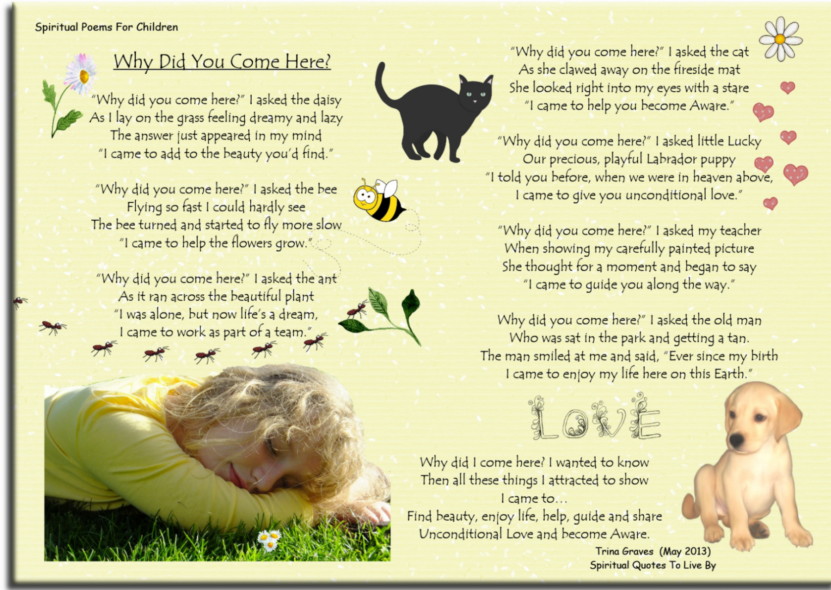 Why Did You Come Here? - Spiritual poem for children by Trina Graves -Spiritual Quotes To Live By