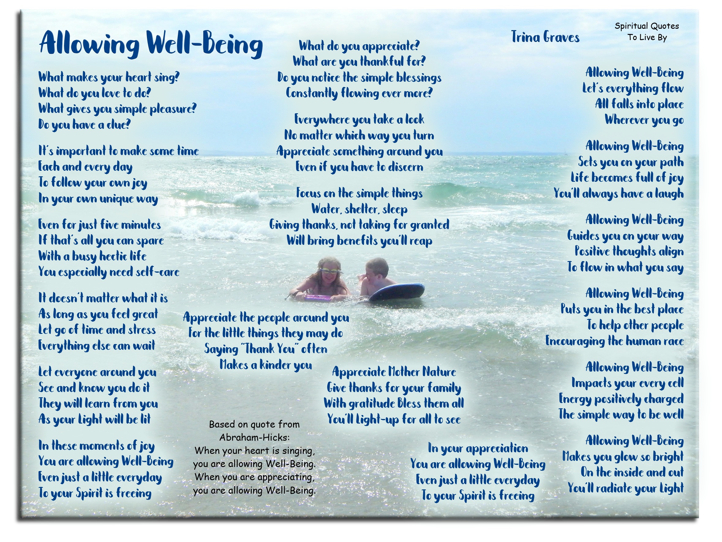 Allowing Well-Being - Abraham Hicks quote poem by Trina Graves - Spiritual Quotes To Live By