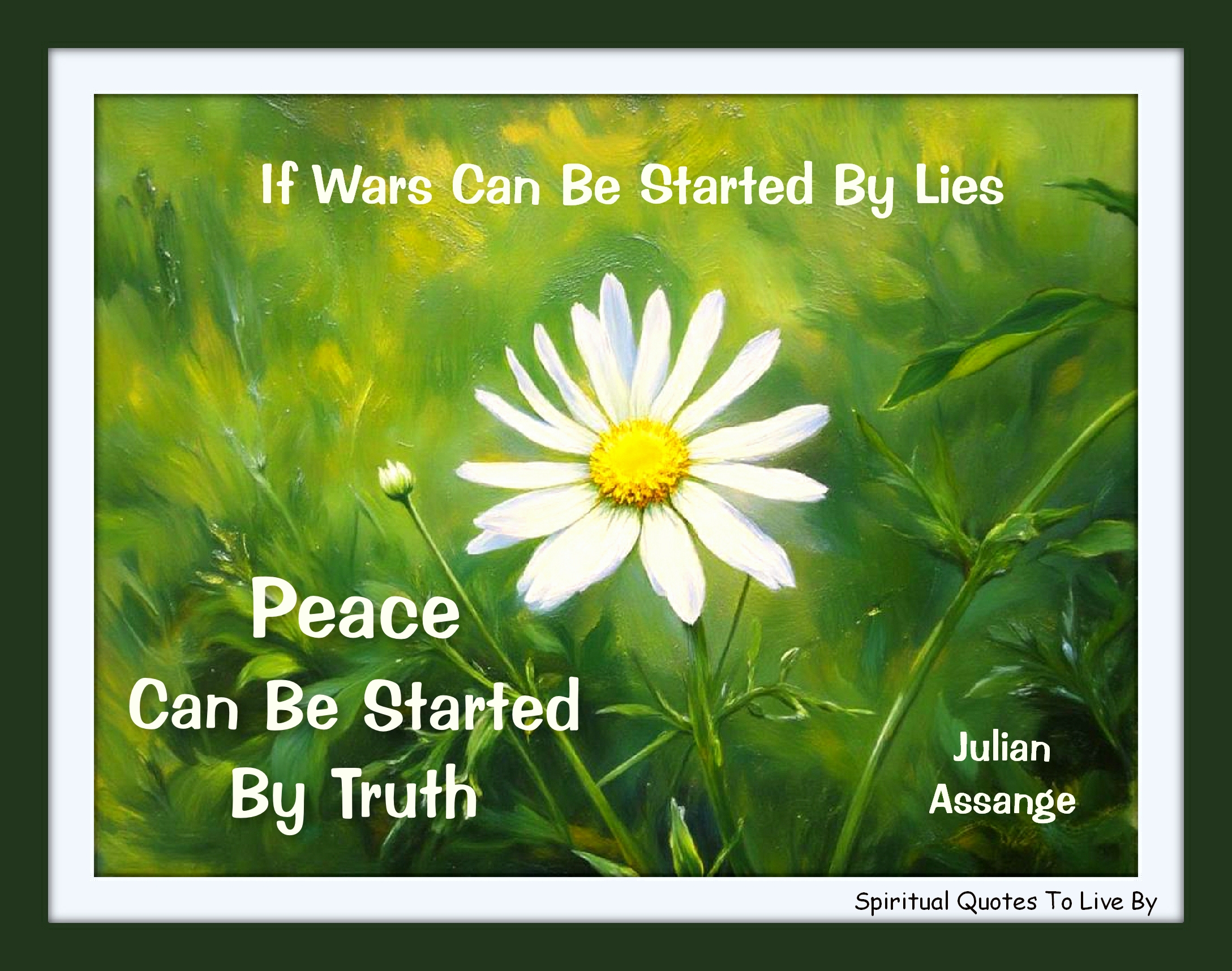 Julian Assange quote - If wars can be started by lies, peace can be started by truth. - Spiritual Quotes To Live By