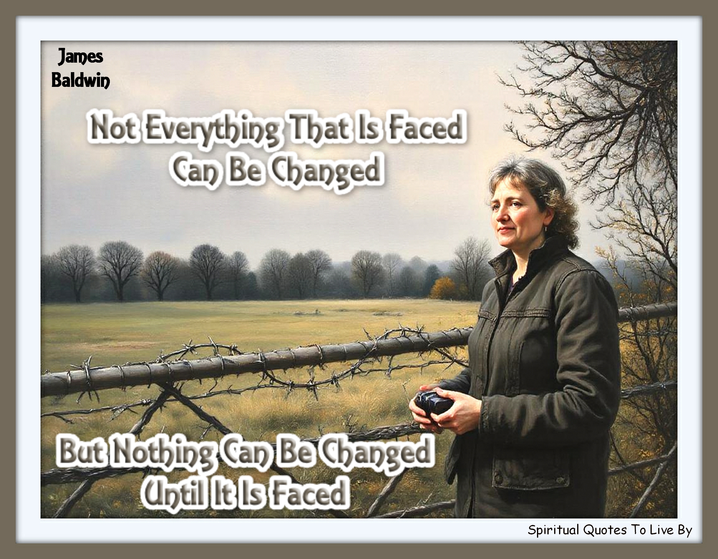 James Baldwin quote - Not everything that is faced can be changed, but nothing can be changed until it is faced. - Spiritual Quotes To Live By