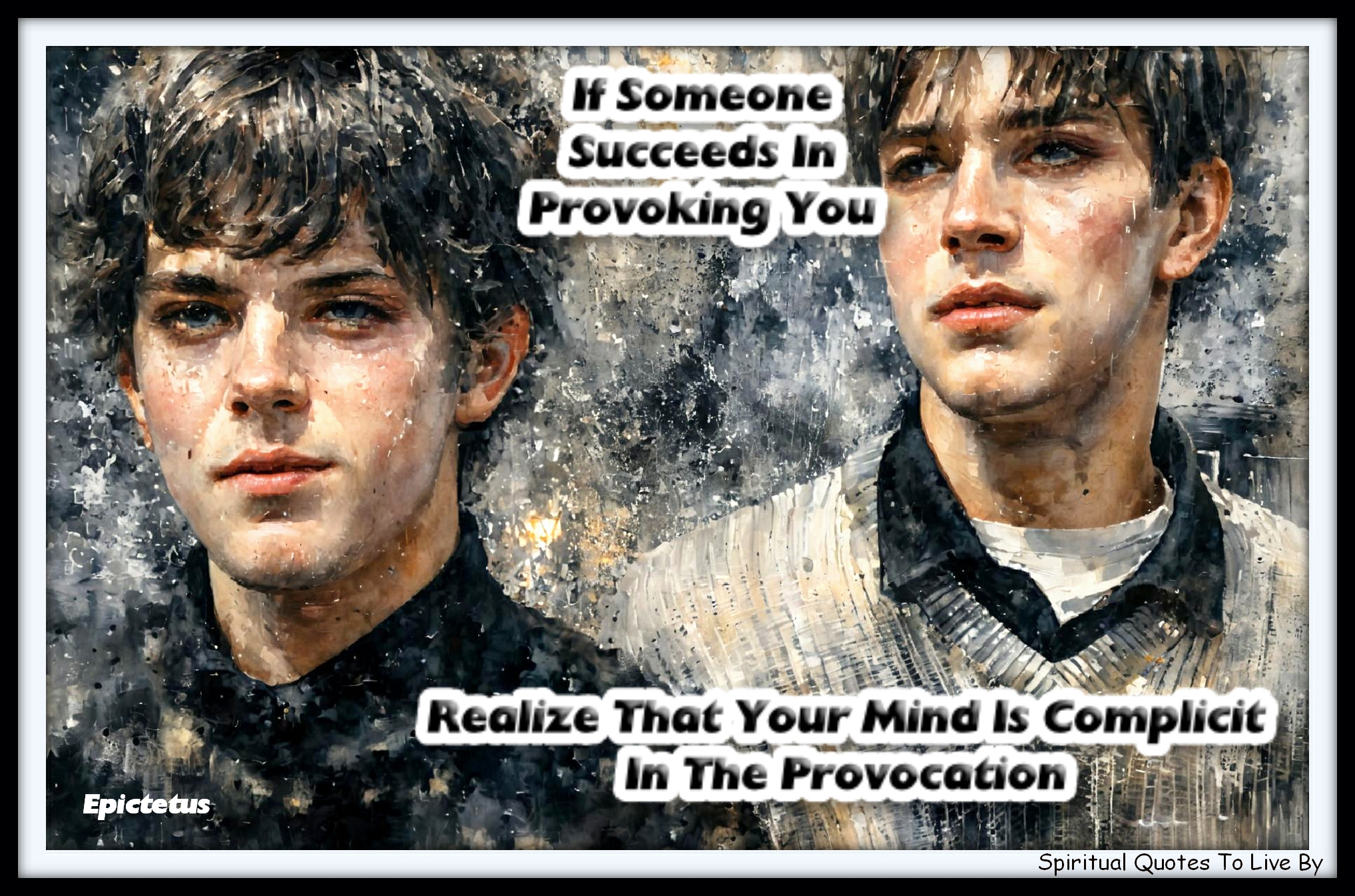 Epictetus quote - If someone succeeds in provoking you, realize that your mind is complicit in the provocation. - Spiritual Quotes To Live By