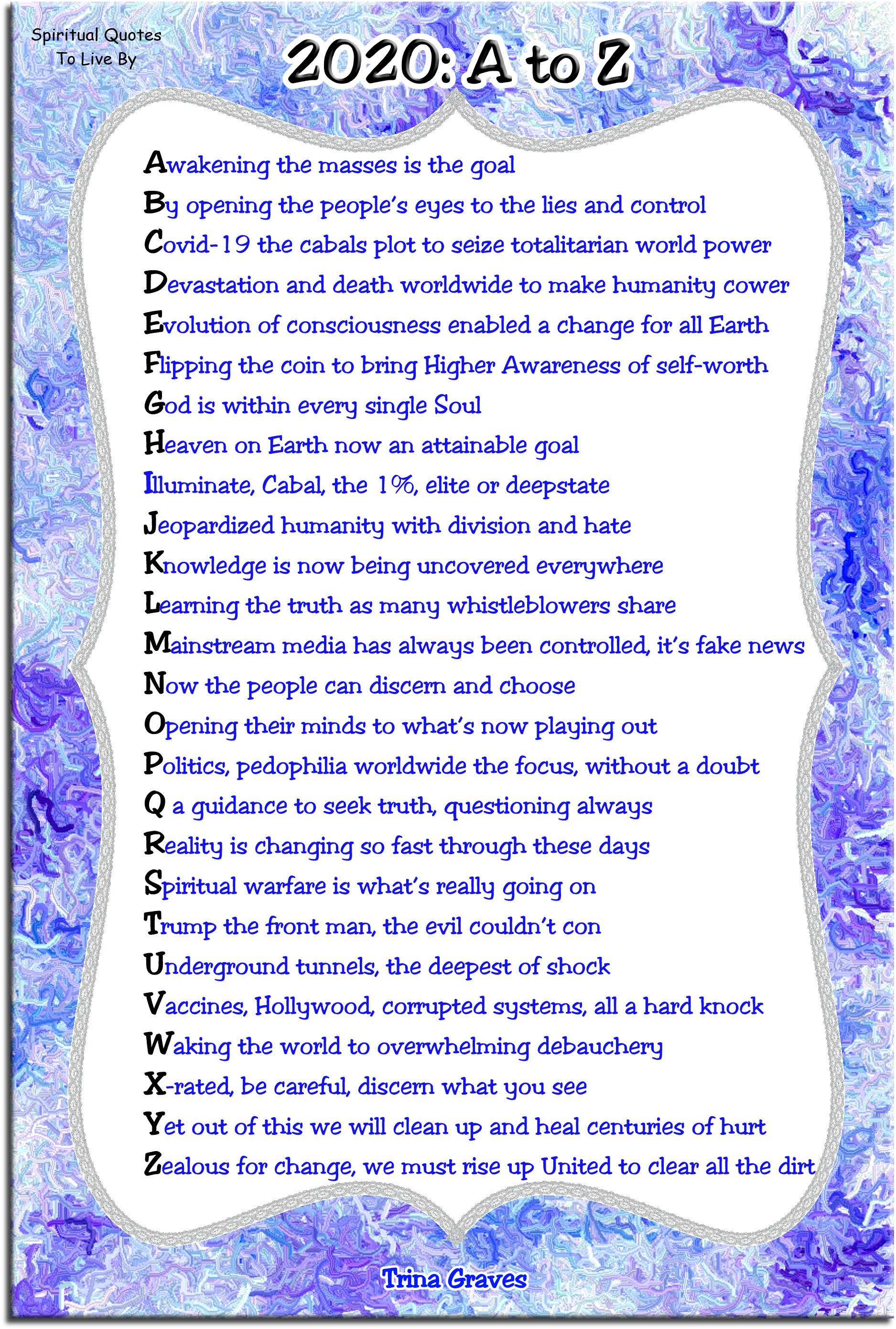 2020: A to Z - The Great Awakening poem by Trina Graves - Spiritual Quotes To Live By