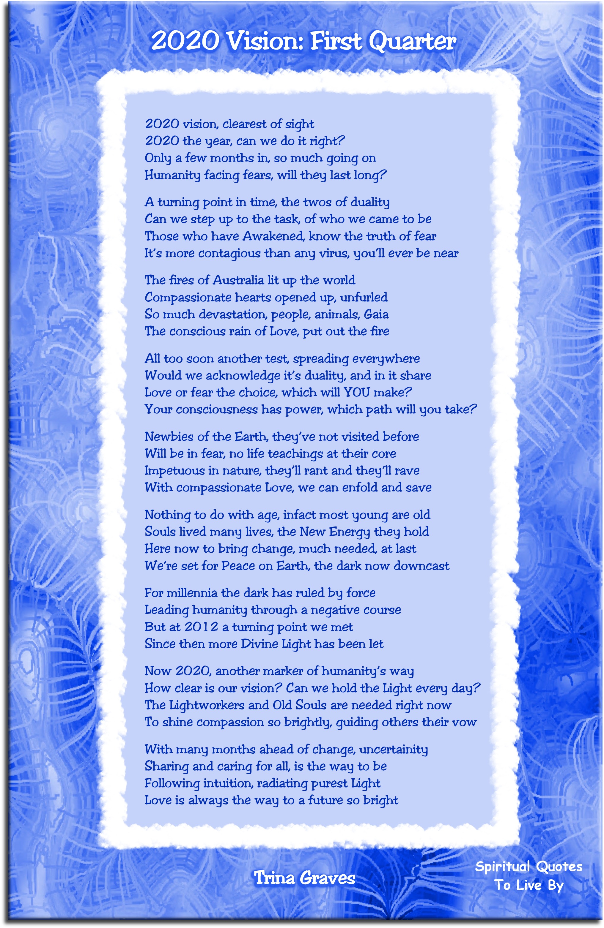 2020 Vision: First Quarter - The Great Awakening poem by Trina Graves - Spiritual Quotes To Live By