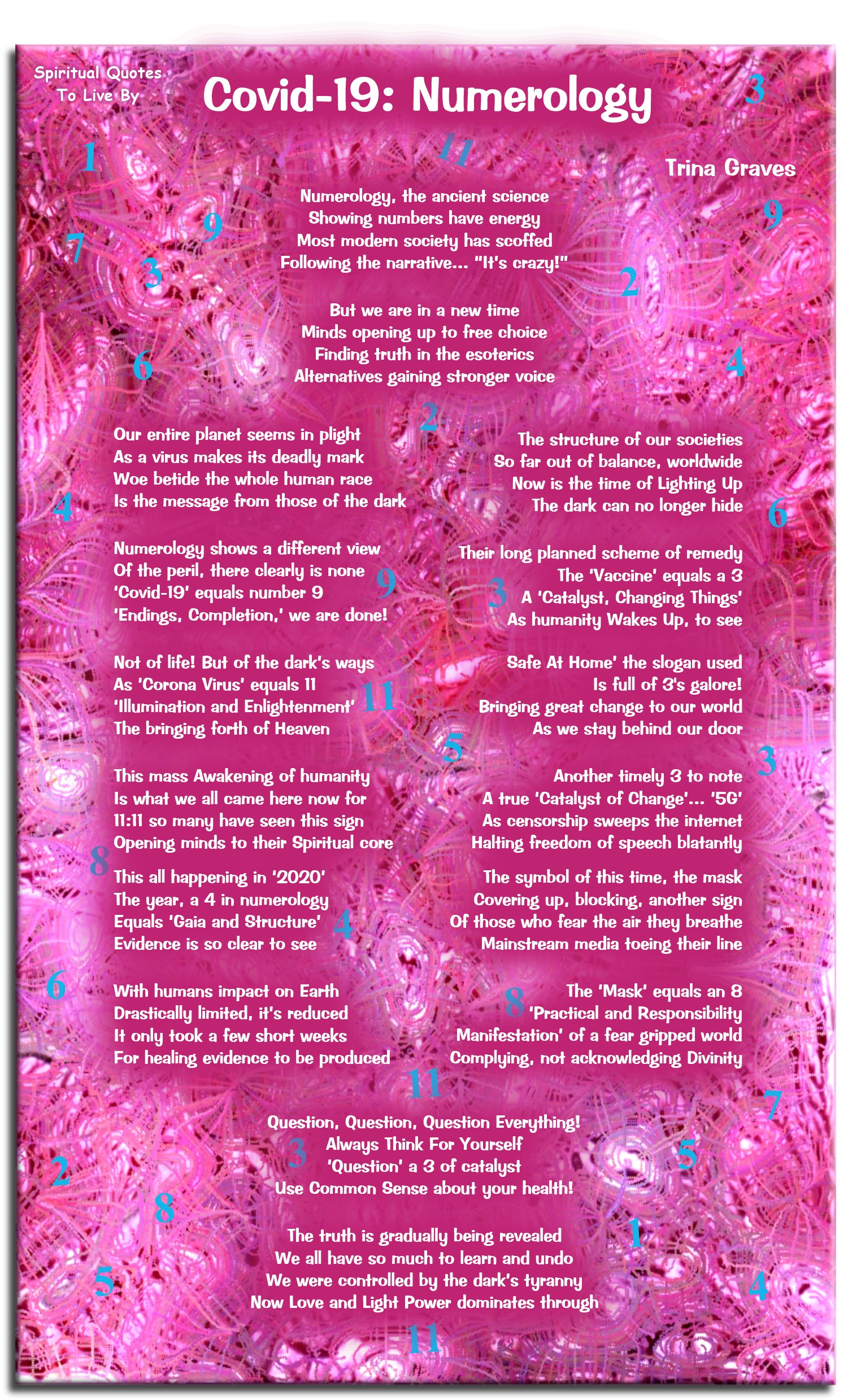 Covid-19 Numerology - The Great Awakening poem by Trina Graves - Spiritual Quotes To Live By