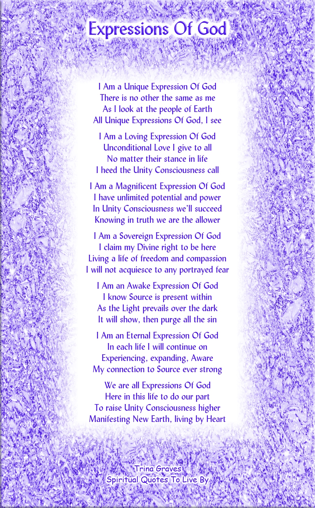 Expressions Of God - Affirmation poem by Trina Graves - Spiritual Quotes To Live By