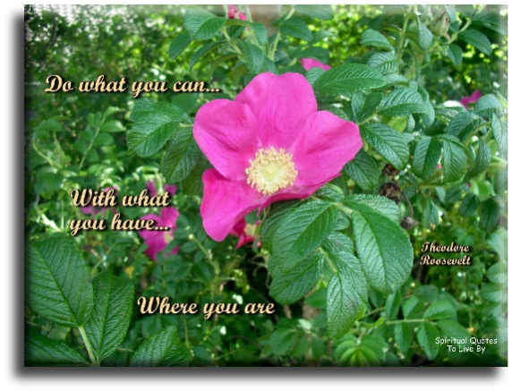 Theodore Roosevelt quote - Do what you can, with what you have, where you are. - Spiritual Quotes To Live By