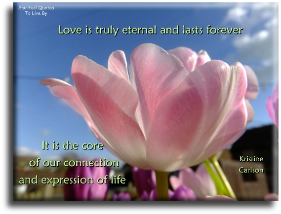 Kristine Carlson quote - Love is eternal and lasts forever, it is the core of our connection and expression of life - Spiritual Quotes To Live By