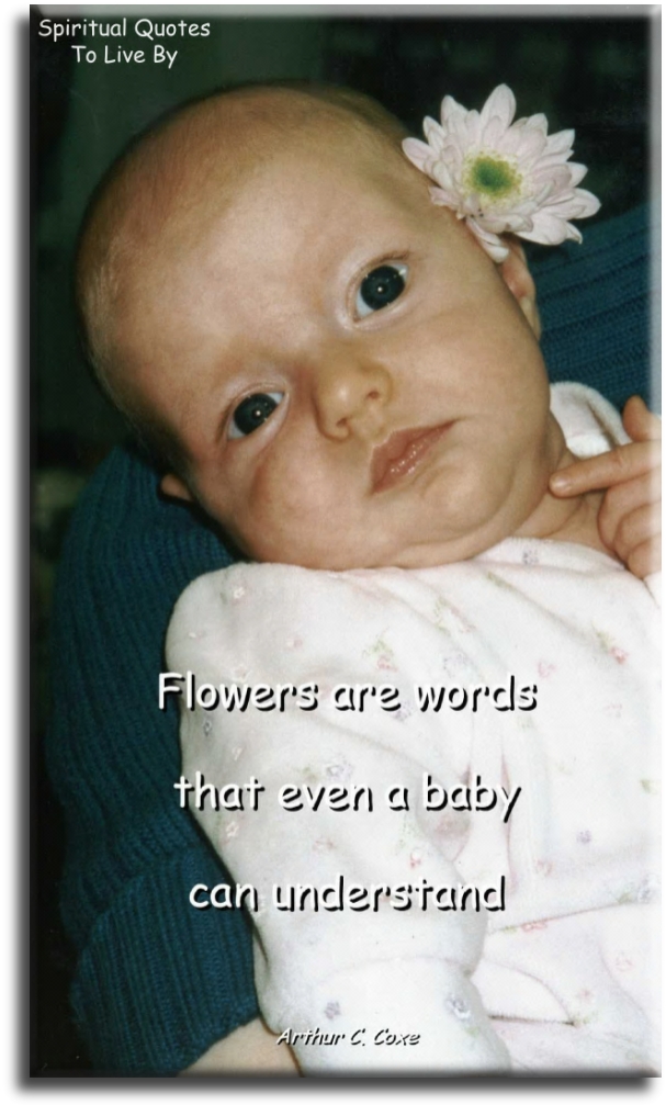 Arthur C. Coxe quote - Flowers are words which even a baby can understand. - Spiritual Quotes To Live By