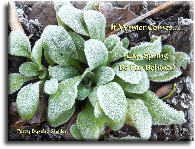 Percy Bysshe Shelley quote - If winter comes, can Spring be far behind? - Spiritual Quotes To Live By