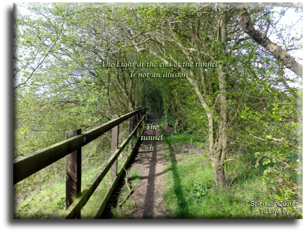The light at the end of the tunnel is not an illusion… the tunnel is. - Spiritual Quotes To Live By