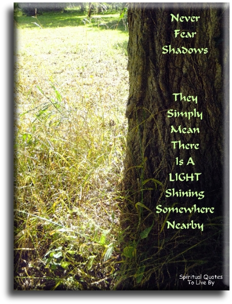 Never fear shadows… they simply mean there’s a Light shining somewhere nearby. - Spiritual Quotes To Live By
