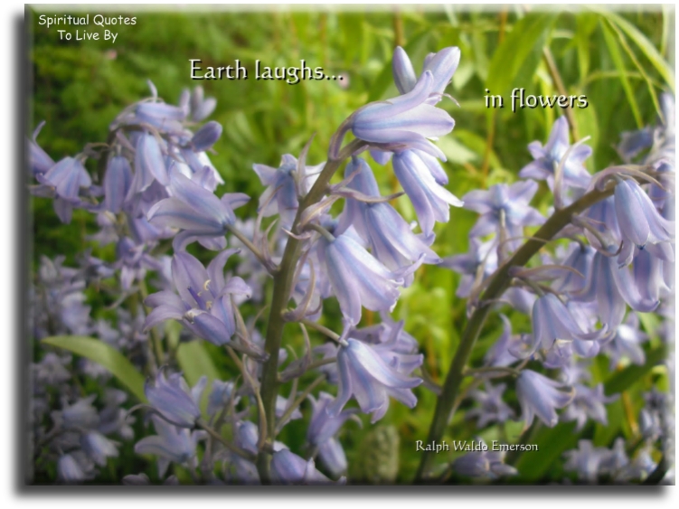 Ralph Waldo Emerson quote - Earth laughs in flowers. - Spiritual Quotes To Live By