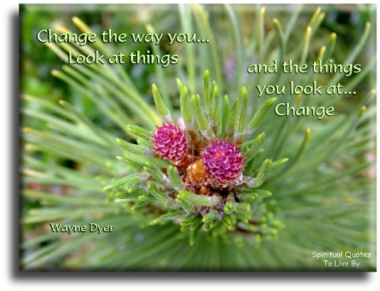 Wayne Dyer quote - Change the way you look at things and the things you look at change. - Spiritual Quotes To Live By