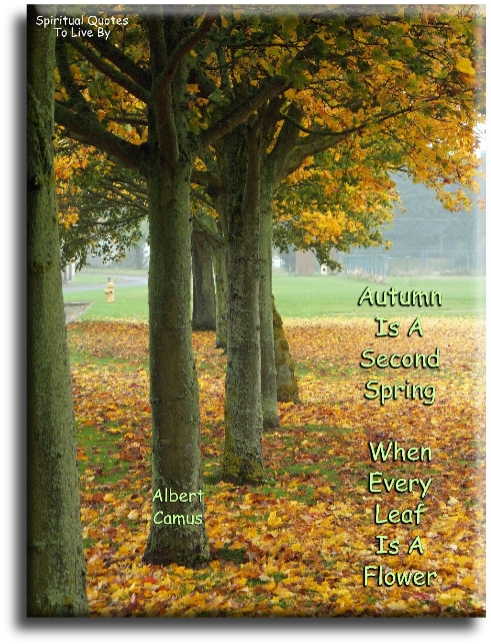 Albert Camus quote - Autumn is a second spring.. When every leaf is a flower. - Spiritual Quotes To Live By