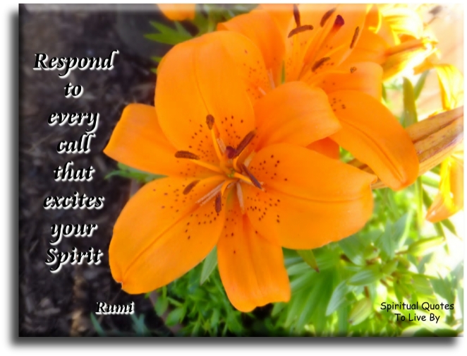 Rumi quote - Respond to every call that excites your spirit - Spiritual Quotes To Live By