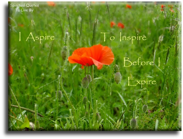 I aspire to inspire before I expire. - Spiritual Quotes To Live By