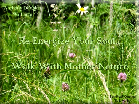 Anthony Douglas Williams quote - Re-energize your Soul.. Walk with Mother Nature. - Spiritual Quotes To Live By