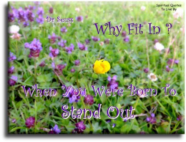 Dr Seuss quote - Why fit in when you were born to stand out. - Spiritual Quotes To Live By