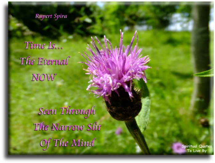 Rupert Spira quote - Time is the eternal now, seen through the narrow slit of the mind. - Spiritual Quotes To Live By