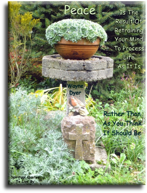 Wayne Dyer quote - Peace is the result of retraining your mind to process life as it is, rather than as you think it should be - Spiritual Quotes To Live By