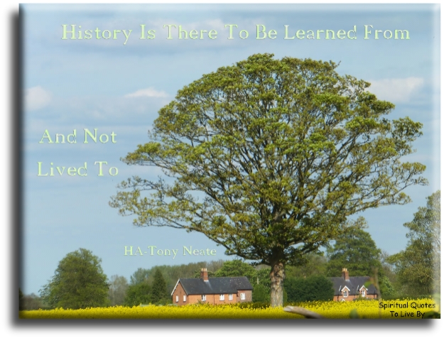 HA-Tony Neate quote: History is there to be learned from and not lived to - Spiritual Quotes To Live By